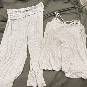 Light Gray Women's Pajama Set - maternity and postpartum